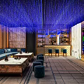 Luxurious KTV Interior With Blue Lighting Sofas Coffee Tables And Decorative Walls 3d model