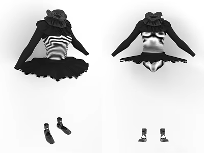 Ballet Suits Ballet Skirt Pointe Shoes Tight Clothes Women's Clothing 3d model