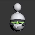 Game Movie Panda Character Cartoon Style with Green Bow Round Face and Black White Fur