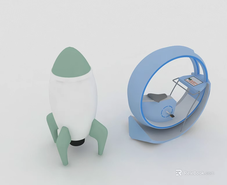 Modern Blue Swing Door Design With Ring Structure And Furniture Elements 3d model