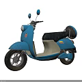 Blue Classic Scooter With Rearview Mirrors Black Seat And Retro Body Design