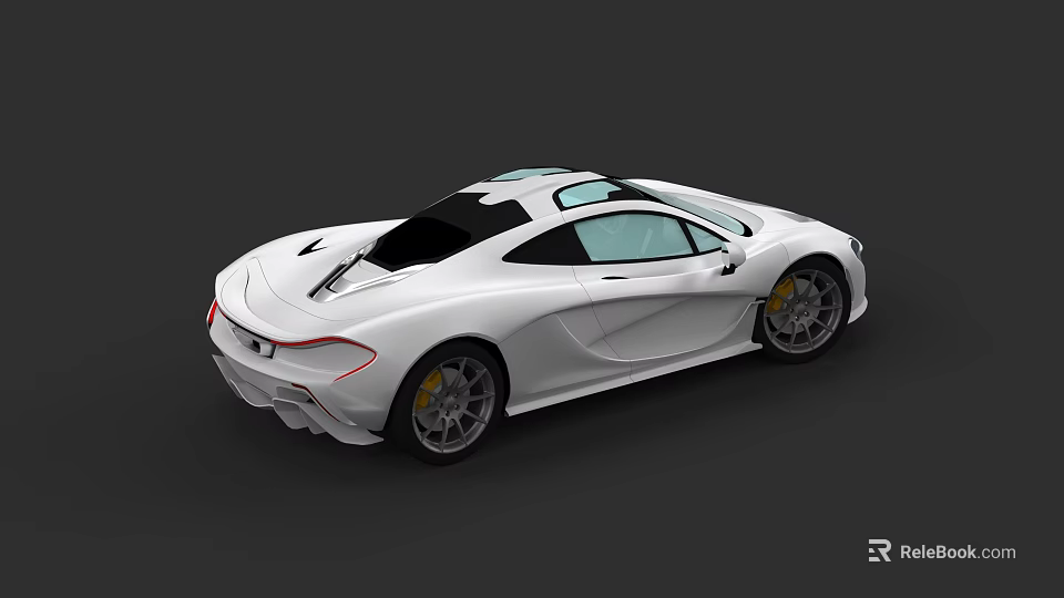 White Sleek Sports Car With Aerodynamic Body And Transparent Roof Design 3d model 