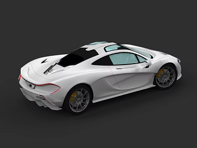 White Sleek Sports Car With Aerodynamic Body And Transparent Roof Design 3d model