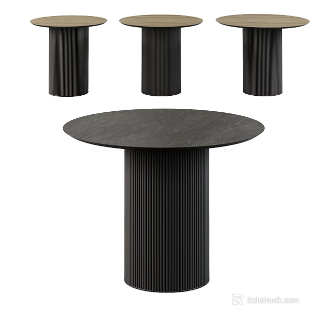 Modern Round Coffee Table Design With Textured Cylindrical Legs And Smooth Surface 3d model