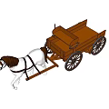 Horse-Drawn Carriage Pulled By White Horse With Brown Mane And Wooden Wheels In Light Background