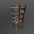 Vintage Industrial Equipment Vessel With Iron Hoops Wooden Slats And Stand Base