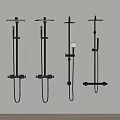 Four Black Modern Wall Mounted Shower Systems With Handheld And Rain Heads For Bathroom