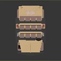 Brick Built Beige Vintage Car With Striped Roof And Red Accents