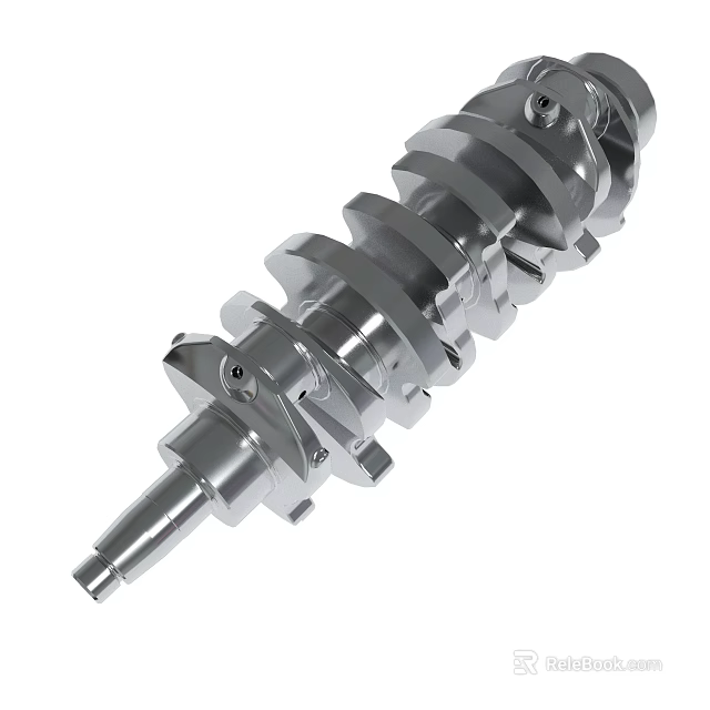 Precision Machined Metal Crankshaft With Gear Like Structures And Bolted Components For Industrial Use 3d model 