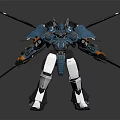 Detailed Futuristic Armored Robotic Character With Winged Structure And Weapons