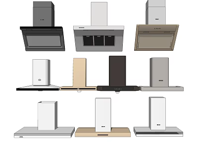 Various Modern Kitchen Range Hoods As Stylish Kitchen Appliances With Designs 3d model