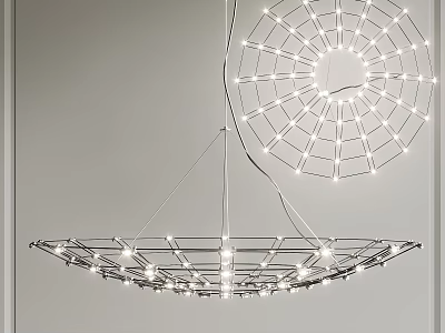 Modern Geometric Chandelier Design With Radiant LED Lighting And Metallic Frame Structure 3d model