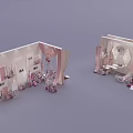Stylish Photo Spot Setup With Pink Purple Flowers And White Backdrop Decorations