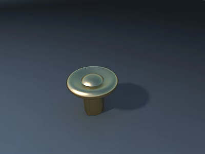 Golden Round Furniture Knob With Smooth Surface And Shiny Finish 3d model