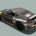 Gray Dodge Race Car With 64 Number Hankook APEX Logos Streamlined Body And Spoiler