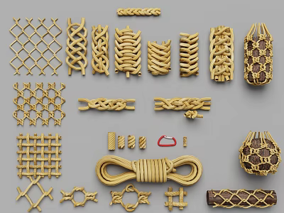 Intricate Carved Woven Designs With Rope Knots And Decorative Patterns 3d model