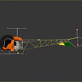 Orange Body Helicopter 3D Model With Yellow Frame And Gray Rotors