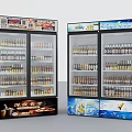 Commercial Display Refrigerators With Glass Doors And Advertising Panels For Beverage Storage