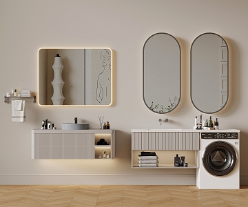 Modern Bathroom Cabinet Bathroom Mirror Washing Table Bathroom Cabinet Rack 3d model