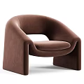 Modern Brown Upholstered Leisure Chair Design With Curved Integrated Armrest and Smooth Backrest