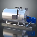 Industrial Stainless Steel Storage Tank With Support Frame Pressure Gauges And Blue Component