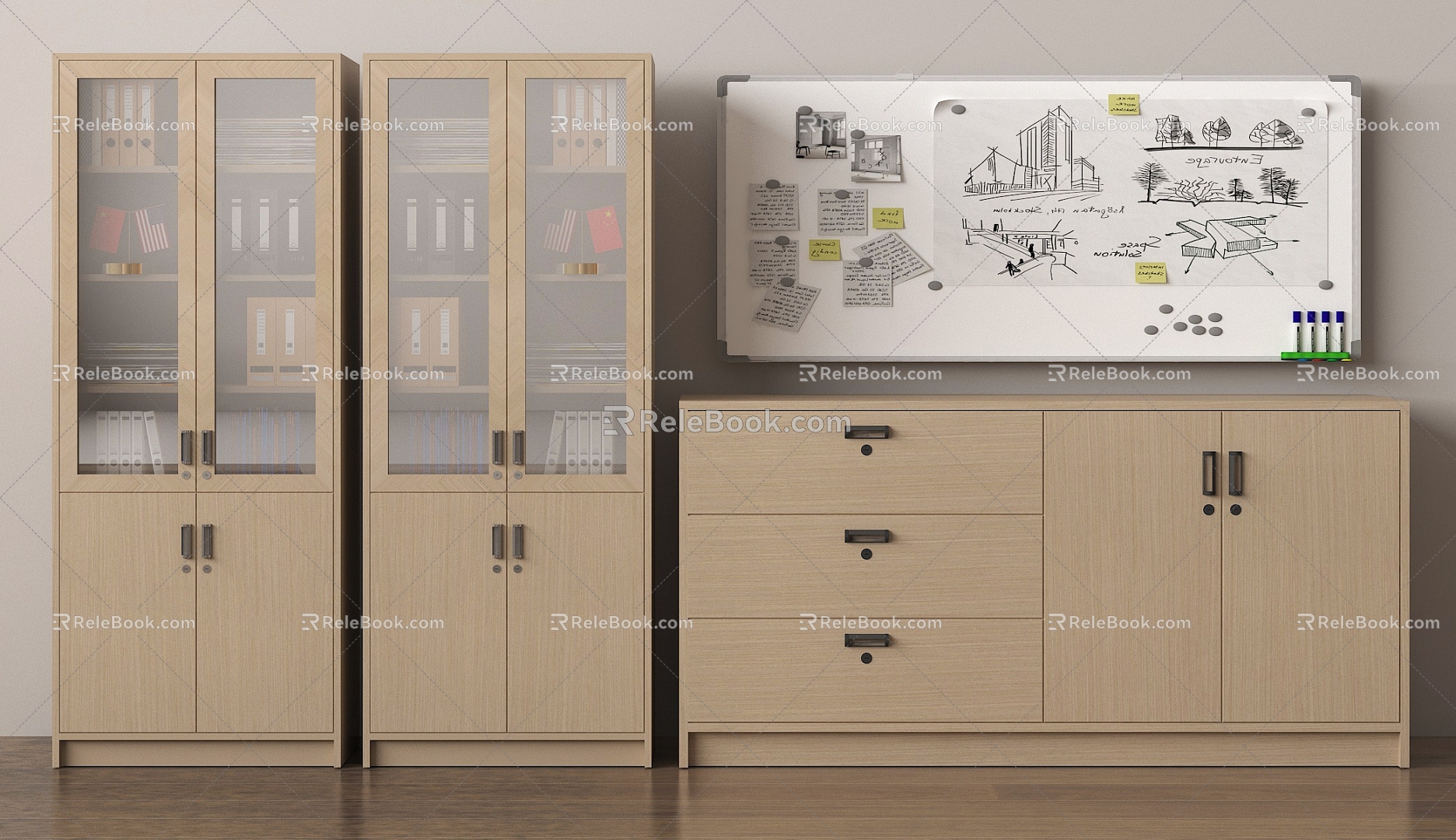 Modern File Cabinet File Cabinet Office Supplies 3d model