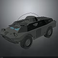 Armored Military Vehicle Featuring Open Top Cockpit Large Tires And Front Headlights