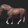 Realistic Brown Horse Sculpture With White Legs And Long Mane