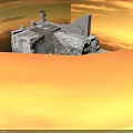 Detailed Rocky Stone Structure With Marble Platforms Wooden Bridge And Staircase