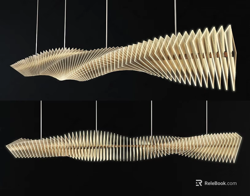 Modern Wave Shaped Layered Chandelier With Hanging Structure For Unique Interior Decoration Design 3d model