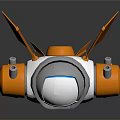 White And Orange Robot Design With Blue Circular Core And Mechanical Arms 3d model