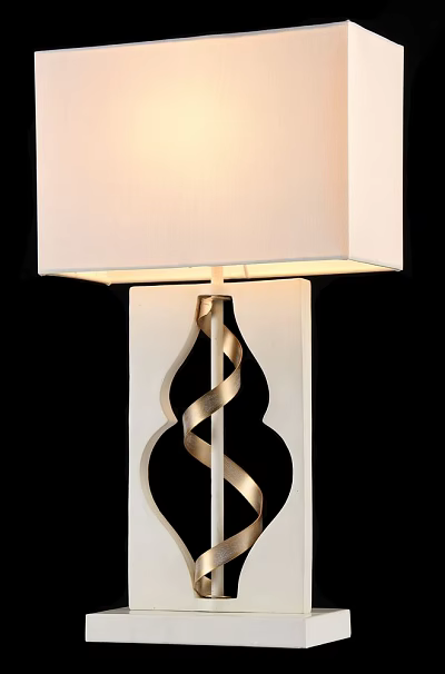 Elegant Modern Table Lamp With White Square Lampshade And Black Gold Spiral Base 3d model