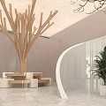 Modern Interior Design With Curved Walls Steps Sleek Floor And Circular Lighting