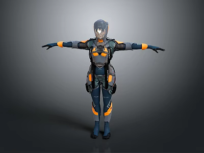 Blue And Orange Functional Daily Wear With Structured Design And Utility Features 3d model