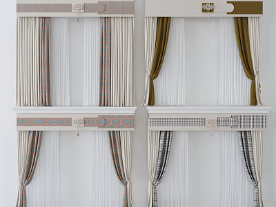 Elegant Curtains With Multiple Designs And Decorative Valances For Home Interiors 3d model