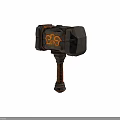 Double Sided Stone Hammer Weapon With Glowing Orange Runes And Wooden Handle