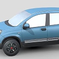 Blue Modern Compact SUV Featuring Round Headlights Black Bumpers And Red Accent Wheels 3d model