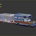 Colorful Recreational Vehicles With Blue Orange Camper Trailer Motorhome White Stripes And Roof Rack