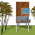 Modern Vacation Rental Architecture Featuring Sloped Design Large Glass Windows And Surrounding Trees