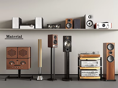 High End Audio Sound Systems Featuring Wooden Speakers Bookshelf Floor Standing Models And Vinyl Stacks 3d model