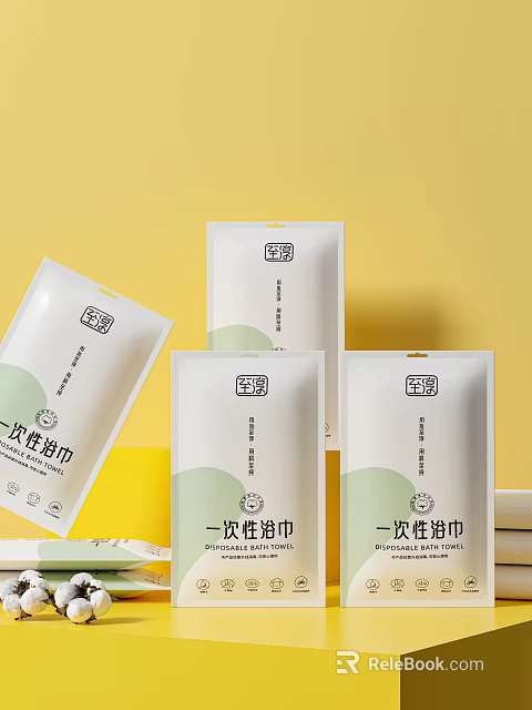 Hygienic Disposable Bath Towels With White Packaging For Home And Travel Use 3d model 