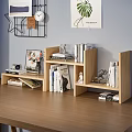 Modern Wooden Shelving Unit With Multi Tier Storage For Books Decor Camera And Photo Frames