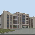 Modern Traditional Office Building With Multi Story Exterior Large Windows Landscaped Gardens And Grand Entrance