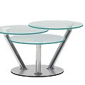 Modern Nesting Round Glass Top Coffee Tables With Metal Base Design