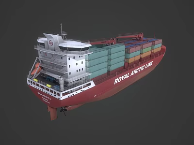 Royal Atlantic Line Container Ship With Red Hull White Superstructure And Colored Containers 3d model