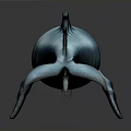 Blue Mythical Shark 3D Model With Spikes And Shiny Tentacle Body