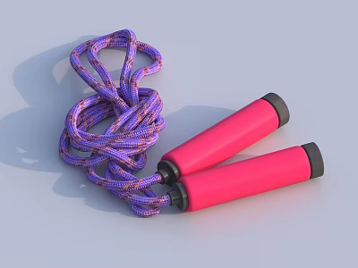 Purple Coiled Skipping Rope With Pink Handles Black Ends Sports Equipment For Fitness 3d model