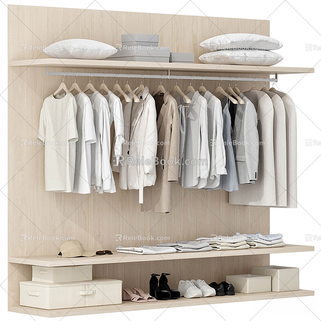 Log open multi-function wardrobe 3d model