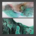 Abstract Fluid Art Paintings With Green Blue And Brown Colorful Textures