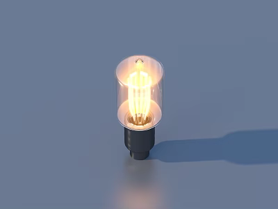 Vintage Illuminated Light Bulb With Transparent Glass Shade And Black Base On Gray Background 3d model